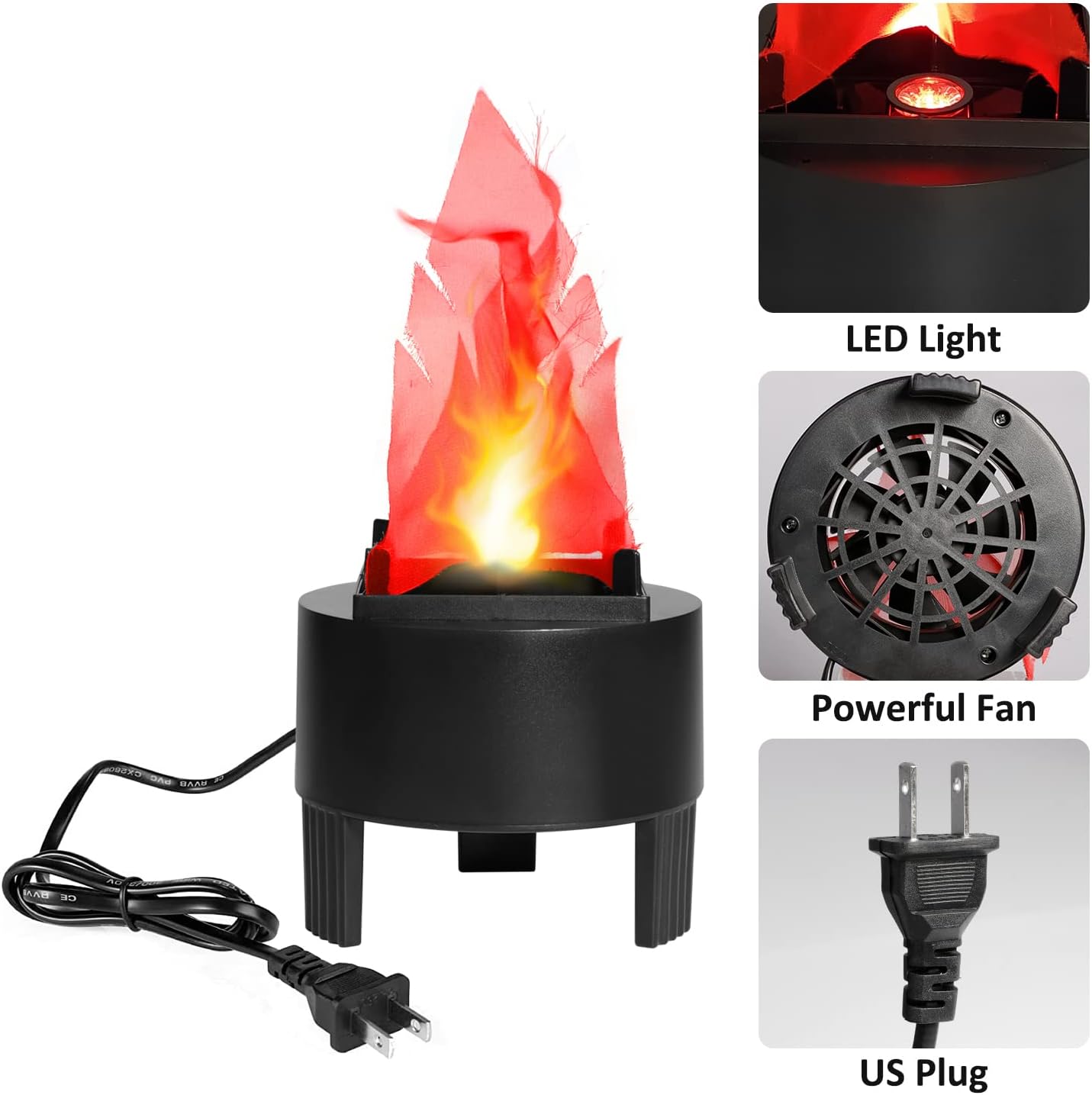 Giveme5 Electronic LED Flame Light, 110V 3D Fake Fire Lamp for Halloween, Christmas, Party, Indoor & Outdoor