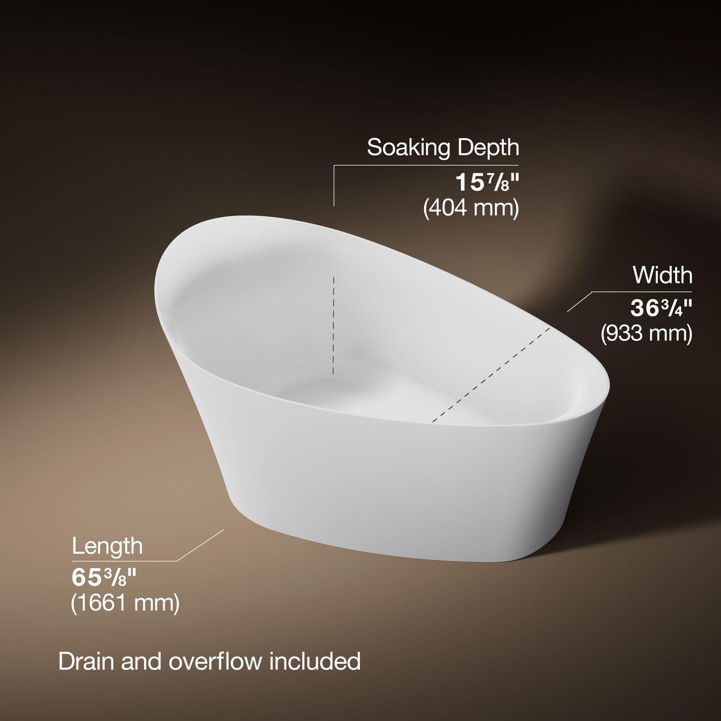 Kohler 8331-0 Veil® 65-3/8" x 36-15/16” freestanding bath, White