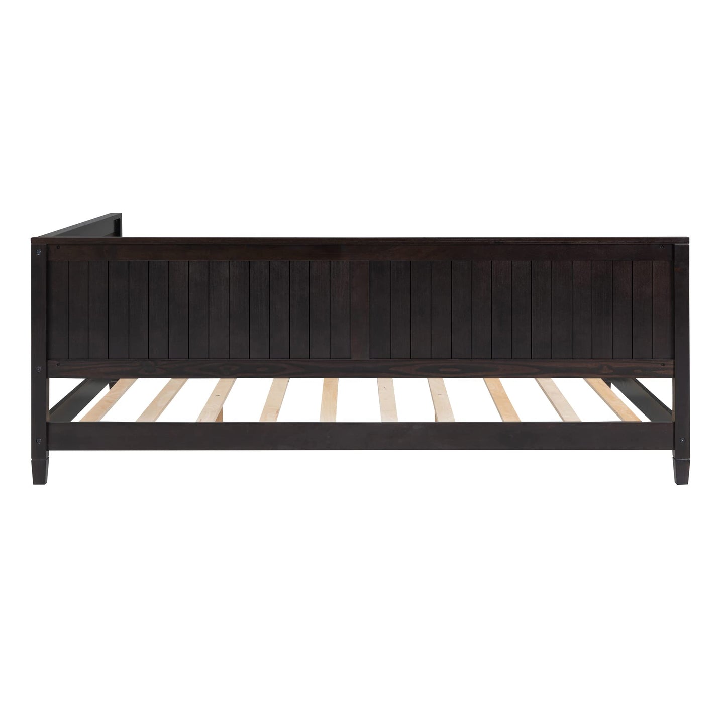 Bellemave Full Size Daybed, Wood Full Low Bed Frame with Headboard and Sideboard, Wooden Floor Sofa Bed with Slats Support for Kids Room, Bedroom, Living Room, Espresso