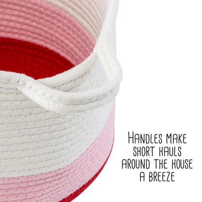 Honey-Can-Do Nesting Cotton Rope Storage Basket Set, Red Ombré STO-09319 White