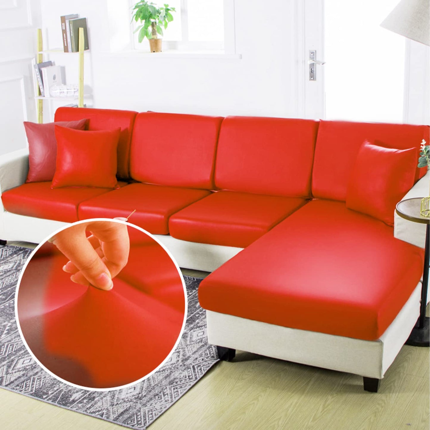 Large Soft Vinyl Upholstery Leather Fabric 1 Yard 56.3x36inch, 0.8mm Thick Texture Faux Leather Sheets, for Upholstery Crafts, Sofa, Car Seat, Handbag, Earrings, Hair Bows, DIY Crafts (Red)