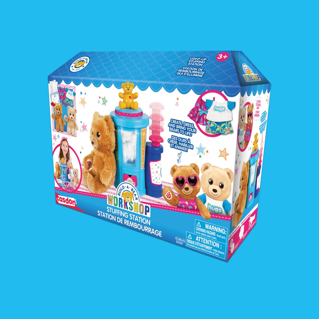 Casdon Build-A-Bear Workshop Toy Stuffing Station | At-Home Station for Kids Aged 3+ | Stuff, Dress & Cuddle Furry Friends | Toy Stuffing Station with Lights Included