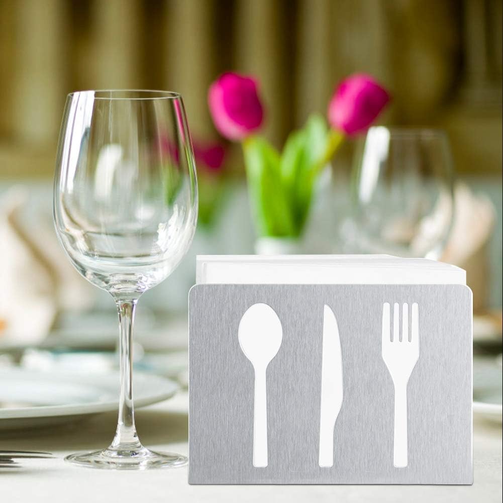 Fdit Stainless Steel Napkin Holder, Decorative Paper Cocktail Rack for Kitchen Countertops, Dinner Tables Organizer