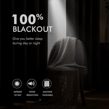 MIULEE 100% Blackout Linen Textured Curtains - Thermal Insulated Cream White Drapes | 52 x 108 Inch (2 Panels)