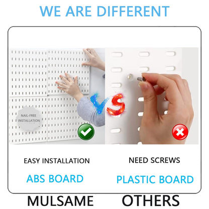 MULSAME Pegboard Combination Kit, Wall Mounted Storage Set with 8 Pegboards & 32 Accessories Hanging, Blue Peg Boards Organizer for Walls Display, Crafts Organization, Kitchen Organizer, 22" x 44"