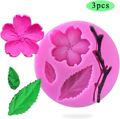 Rolin Roly Fondant Flower Mold, 3D Silicone Mould for Peach Leaves, Mini Cake Decoration Accessories