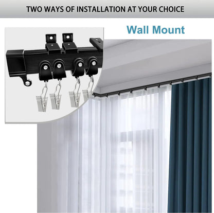 KOLAKO Curtain Track Accessories for Flexible Bendable Curved Ceiling Wall Mount Black Sliding Drop Hardware Set – 20Ft