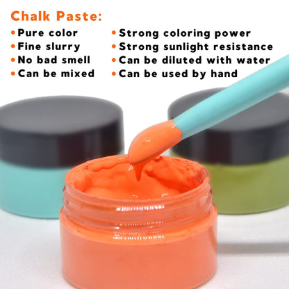 BOOLOOEN 8 Chalk Paste for Stencils and 4 Chalk Ink Spatulas, Self-Adhesive Stencil Pigment Art Paste for Drawing on Wooden Boards and T-Shirts