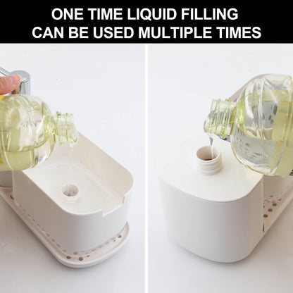 Kitchen Soap Dispenser Set with Tray and Sponge Holder, 3-in-1 Kitchen Sink Countertop Storage Organizer