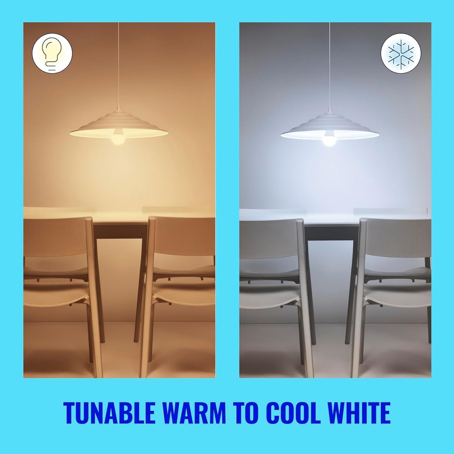 WiZ 60W A19 Tunable White LED Smart Bulb - Pack of 6 - E26- Indoor - Connects to Your Existing Wi-Fi - Control with Voice or App + Activate with Motion - Matter Compatible