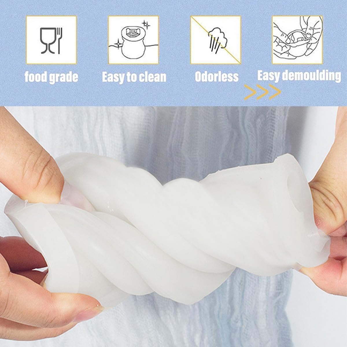 2 PCS Cupcake Shape Soap Molds Ice Cream Shape Silicone Mold Swirl 3D Silicone Candle Mold Cupcake Cookie Pastry Mould Handmade Aromatherapy Moulds for DIY Dessert Candle Soap Wax Resin Clay Craft