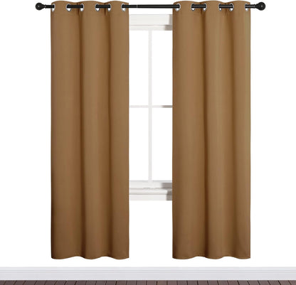 NICETOWN Blackout Curtains - Noise Reducing & Draft Blocking | 72-Inch Length, Gold Brown (2 Panels)