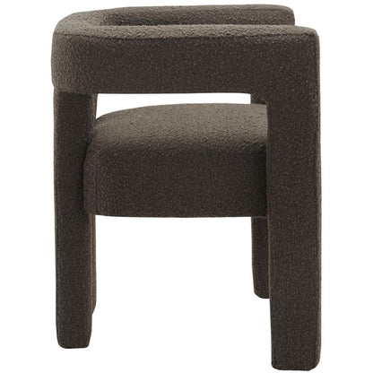 Meridian Furniture Athena Collection Modern | Contemporary Boucle Fabric Upholstered Accent | Dining Chair, 25" W x 21" D x 27" H, Brown