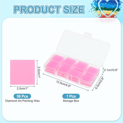 PATIKIL 56PCS Diamond Art Painting Glue Clay Wax 5D Square DIY Diamond Art Refills Glue with Storage Box for Diamond Art Embroidery Mud Supplies Accessories Painting Tool (25mm/1", Pink)