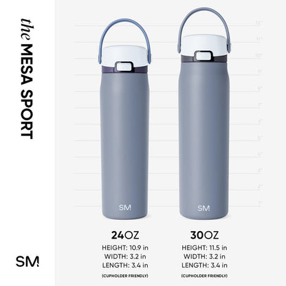 Simple Modern Mesa Sport Water Bottle with Covered Chug Lid | 24oz Cup Holder Friendly Insulated Stainless Steel Bottle for Gym, Sports and Travel | Costal Fog