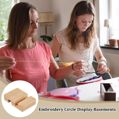 OLYCRAFT 4Pcs Embroidery Hoop Wooden Base Embroider Hoop Base 2.1x3.1 Inch Embroidery Hoop Easels Rectangle Embroidery Display Stand Cross Stitch Hoop Accessories Decor