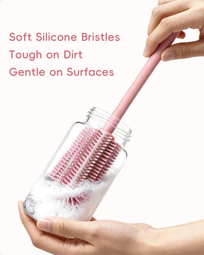 Silicone Cleaning Brush Kit,Water Bottle and Straw Cleaner Brush Set for Tumbler,Baby Bottle,Breast Pump Part,Nipple,Sippy Cup,Glass,Dishwasher Safe,BPA Free,3 Pcs