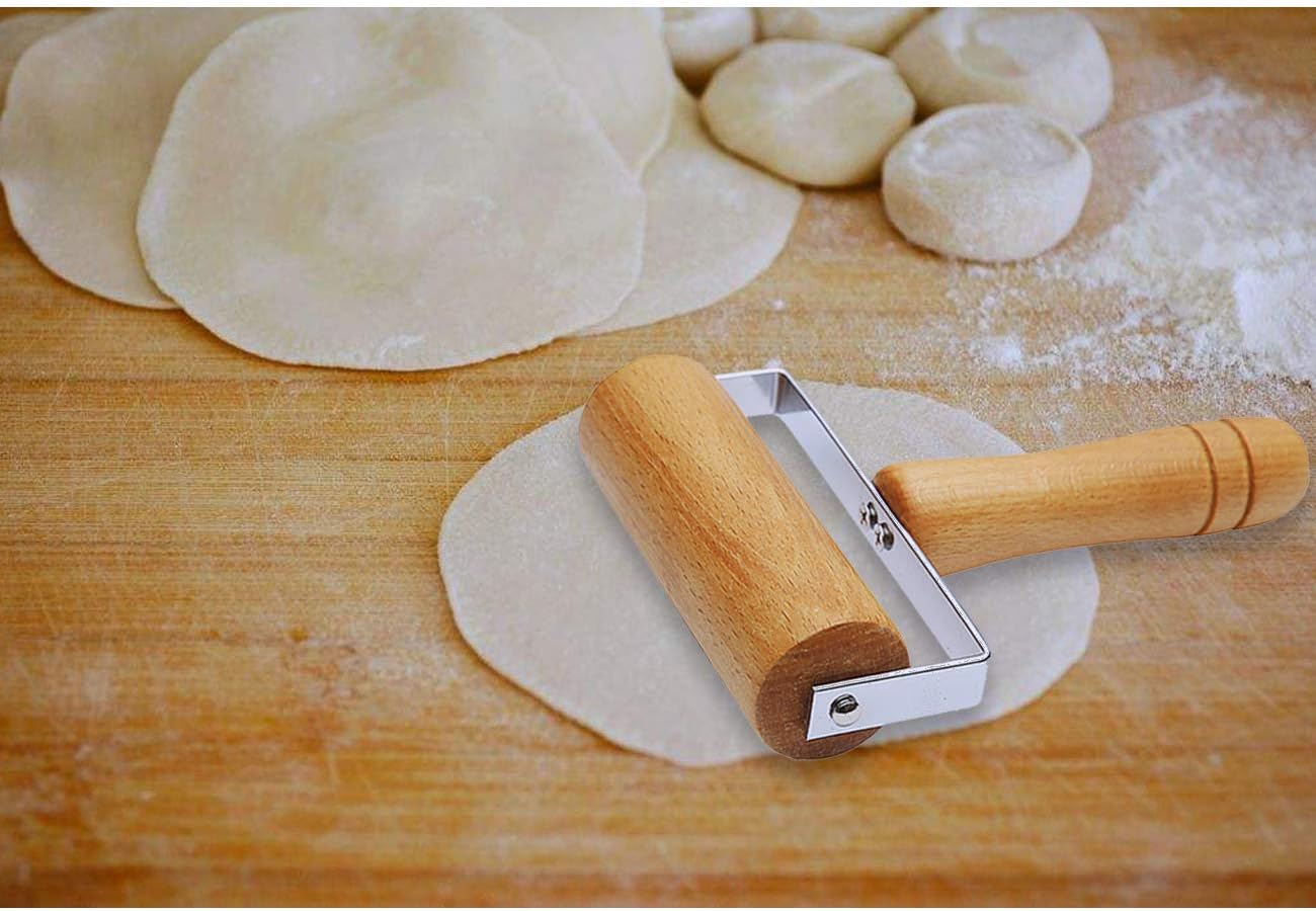 2 Pcs Wooden Pastry Pizza Roller Pin, Non-Stick Rolling Pin for Baking