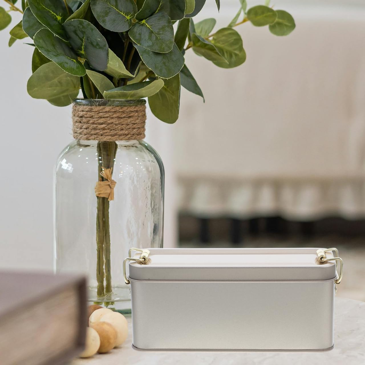 MAGICLULU Multipurpose Rectangular Metal Box with Lid Elegant Storage Container for Cookies Candy Snacks Decorative Tin Can for Food Preservation Daily Use