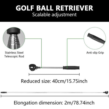 QPPKII 6Ft/9Ft Golf Ball Retriever for Water Telescopic, Ball Retriever Tool Golf Ball Grabber, Golf Accessories Gifts for Men Women