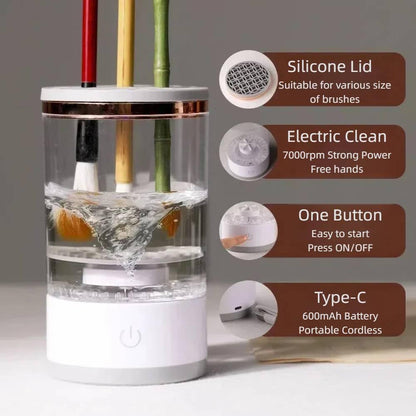 Babluble Electric Paint Brush Cleaner, Rinse Cup, Brush Rinser for Painting, Brush Cleaning Washer Rinser for Acrylic, Watercolor Painting, Makeup Brush Cleaner,Brush Holder (1, White)