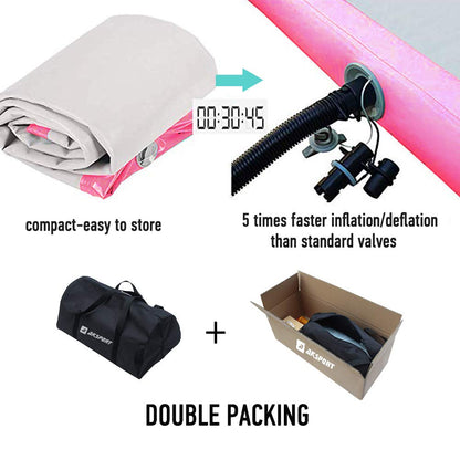 AKSPORT Air Mat Tumble Track Gymnastics Tumbling Mat Inflatable Mats With Electric Air Pump for Home Use/Tumble/Gym/Training/Cheerleading/Parkour/Beach/Park/Water 3.3/10/13.12/16.4/20/23-39ft (pink, 13.12)