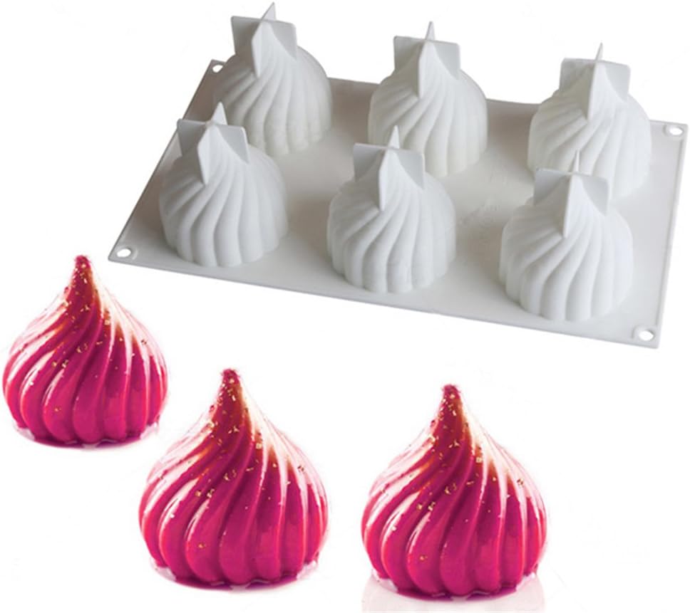 Spiral Castle Shape Silicone Molds, Cake Decorating Tools, 6 Cavities Baking Cupcake Mousse Mold