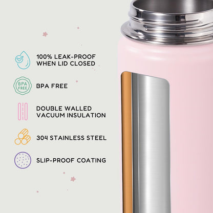 12oz Fijinhom Kids Water Bottle for School, Toddler Bottles with Straws, Stainless Steel Vacuum Insulated Water Bottle