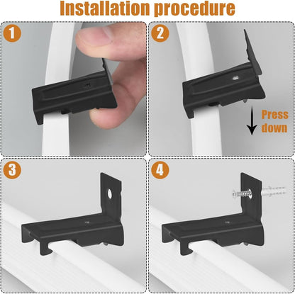 Curtain Track Brackets - Black Curtain Track Wall Mounting Hardware Accessories (10 Pack)