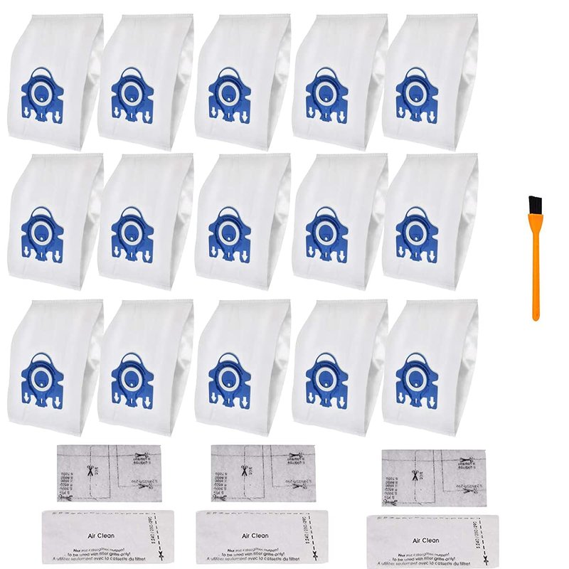 15 Packs Air Clean Dust Bags for Miele Vacuum Bags GN for Miele Classic C1, Complete C3, Complete C2, S6000-S6999 S4000-S4999,S700 3D Efficiency Bags with Protection Filters & AirClean Filter Compares