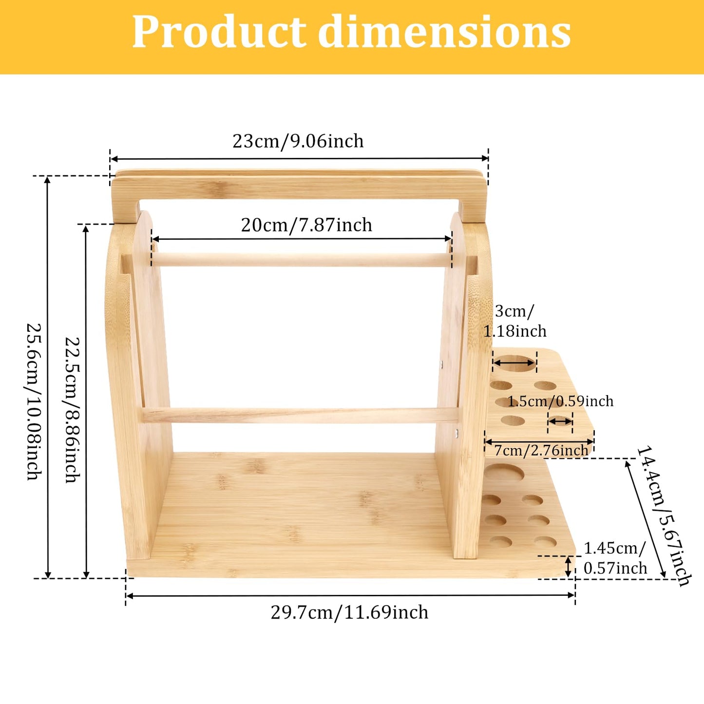 Yarn Holder for Crocheting and Knitting, Bamboo Wooden Yarn Spinner Storage Organizer with Built-in Phone Stand, Tangle-Free Dual Rods and Crocheting Tool Holder, Works with Skein,Cake,Ball