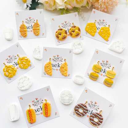 Xaekicr French Patisserie Polymer Clay Cutters Set - 11pcs Sweet Bakery Shapes Including Macaron, Donut, Croissant, Cheesecake & Tart for DIY Earring Jewelry, Soft Clay Crafts, Scrapbooking Decor