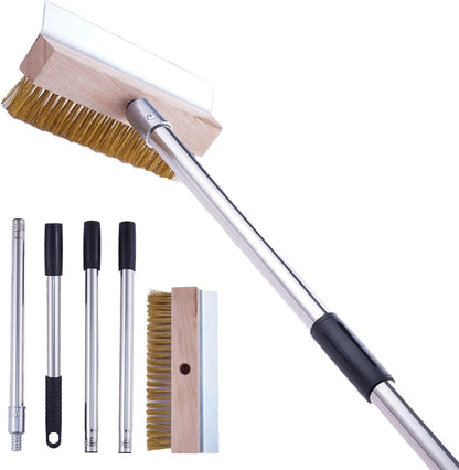 LAKIDOGS 4 Commercial Aluminum Pizza Oven Brush, Grill Brush, Wire Brushes, with Scraper and Sections of Detachable