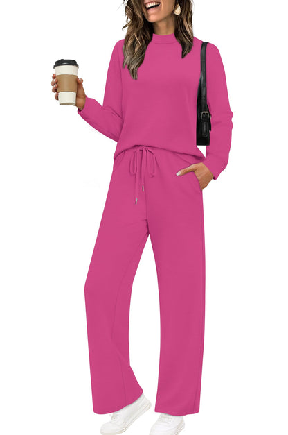 Sampeel Two Piece Sets for Women Mock Neck Matching Sets Loungewear Fall Clothes Travel Outfits Fashion 2025 XS-2XL