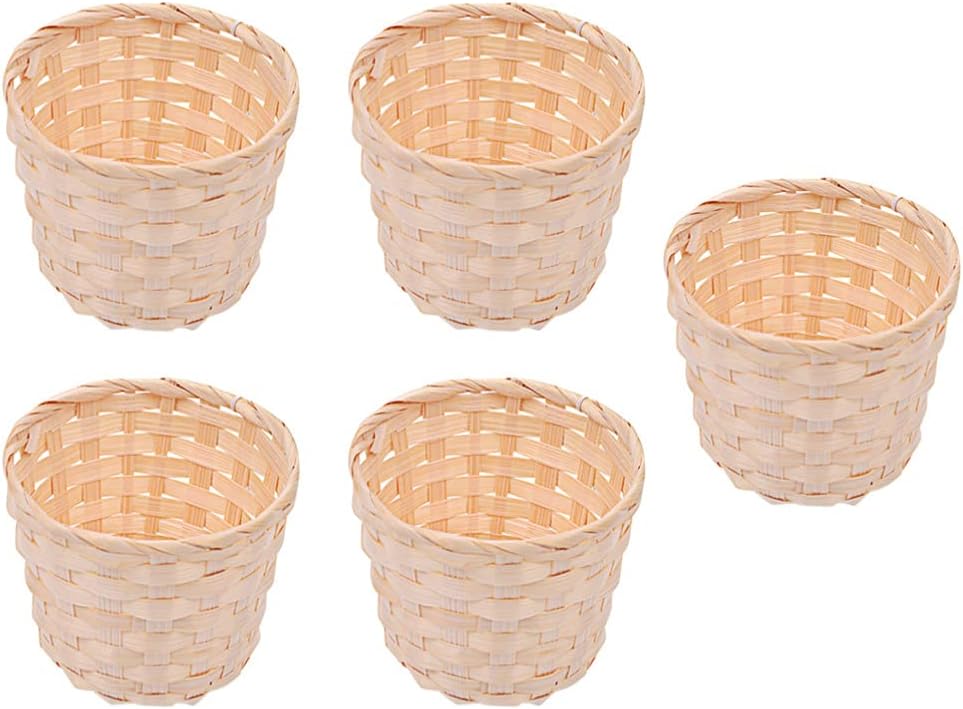 HANABASS 5 Pcs Desktop Weaving Storage Basket, Small Wood Woven Box for Crafts, Toys, Jewelry Organizer