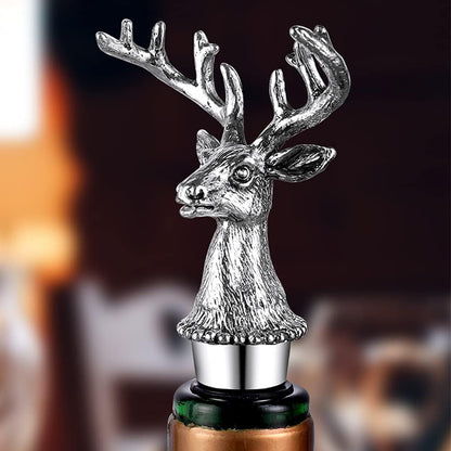 Wine Bottle Stopper with Airtight Seal, Decorative Deer Stainless Steel Antlers for Wine & Beverage