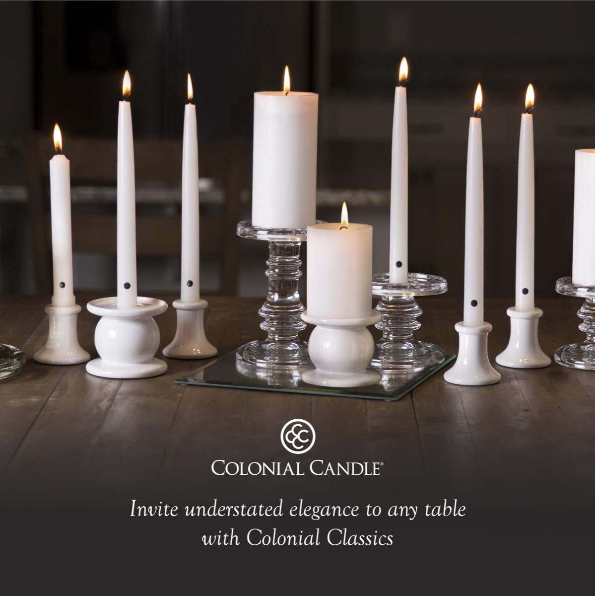 Colonial Candle Unscented Taper Candle, Handipt Collection, Evergreen, 12 in, Pack of 12 - Up to 10 Hours Burn