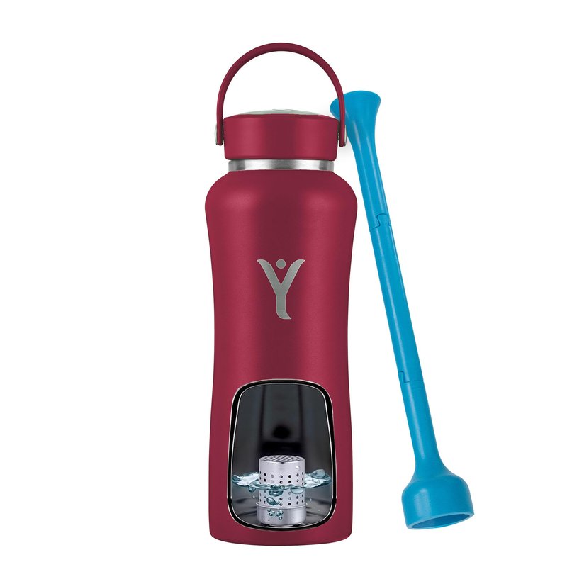 DYLN Hydrogen Water Bottle | Create Hydrating Alkaline Hydrogen-Rich Water Up to 9 pH | Vacuum Insulated Stainless Steel Water Bottle | Keeps Water Cold for 24 Hours | 32 oz, Crimson Red