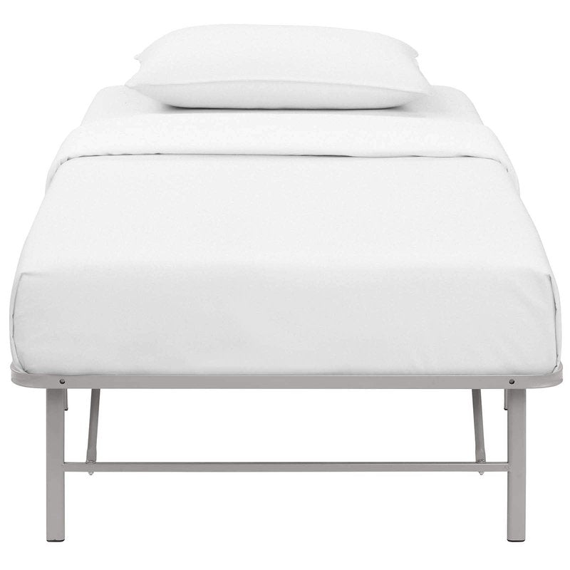 Modway Horizon Replaces Box Spring-Folding Metal Mattress Bed Frame, Twin, Gray