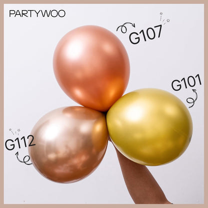 PartyWoo Metallic Rose Gold Balloons - 50pcs 5 Inch Chrome Latex for Weddings & Celebrations