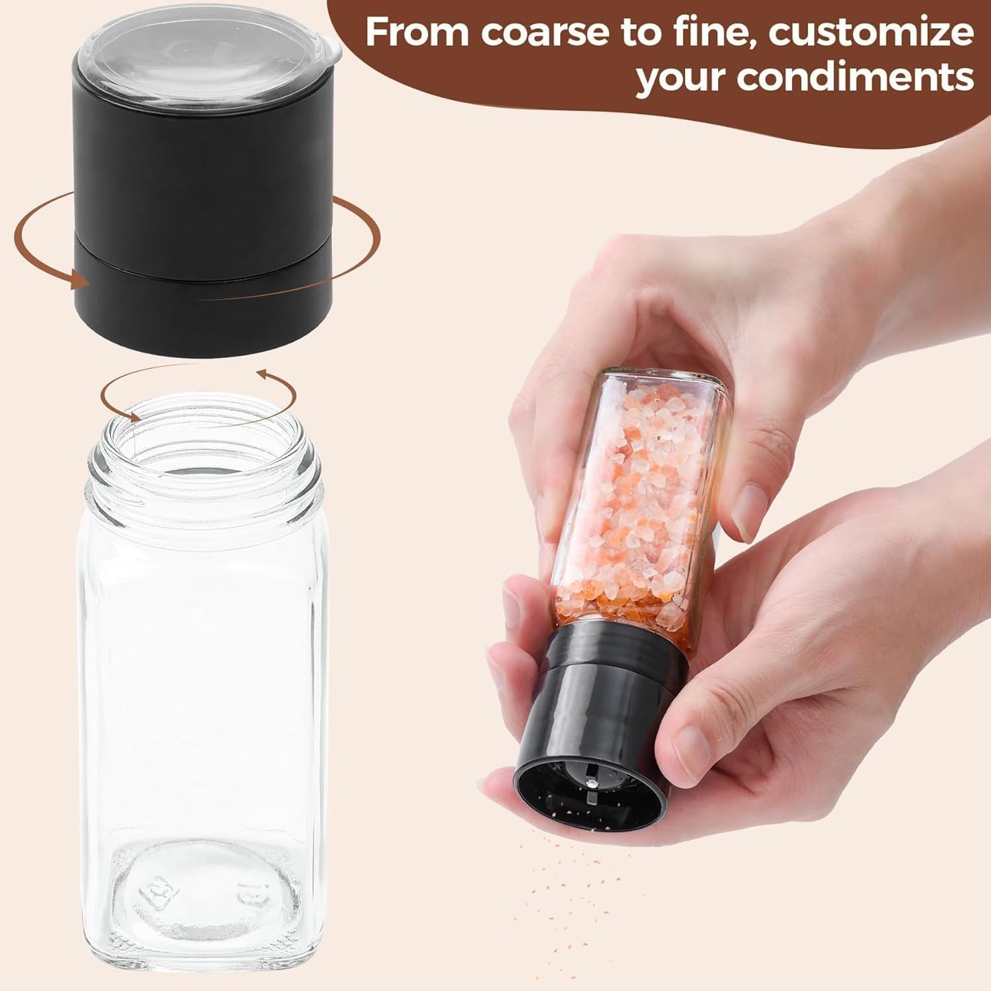 ComSaf 6Pcs 4oz Glass Spice Jars with Shaker Lids, 21 Labels, Spice Jars Trial Set & Supplement Set, Empty Spice Containers and Square Spice Bottles for Kitchen and Seasoning