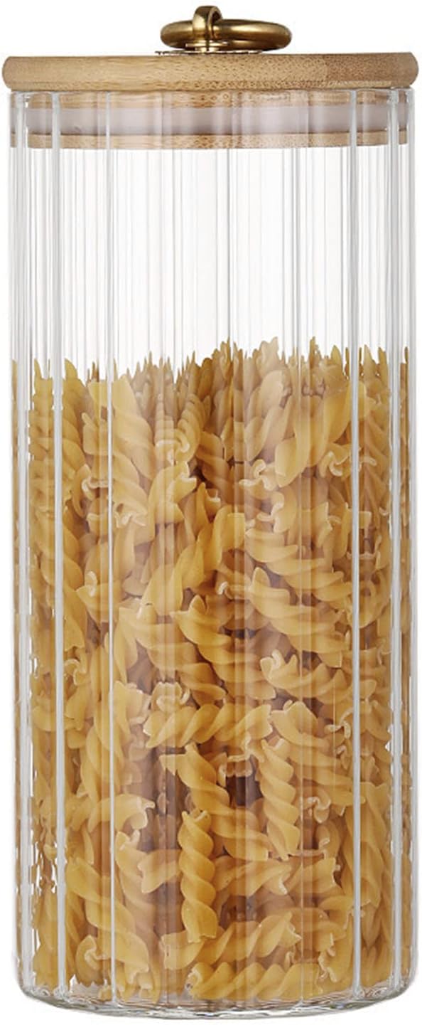 Glass Coffee Nuts Canister, Airtight Storage Jar with Bamboo Lids for Home Kitchen Storing Candy & Spices