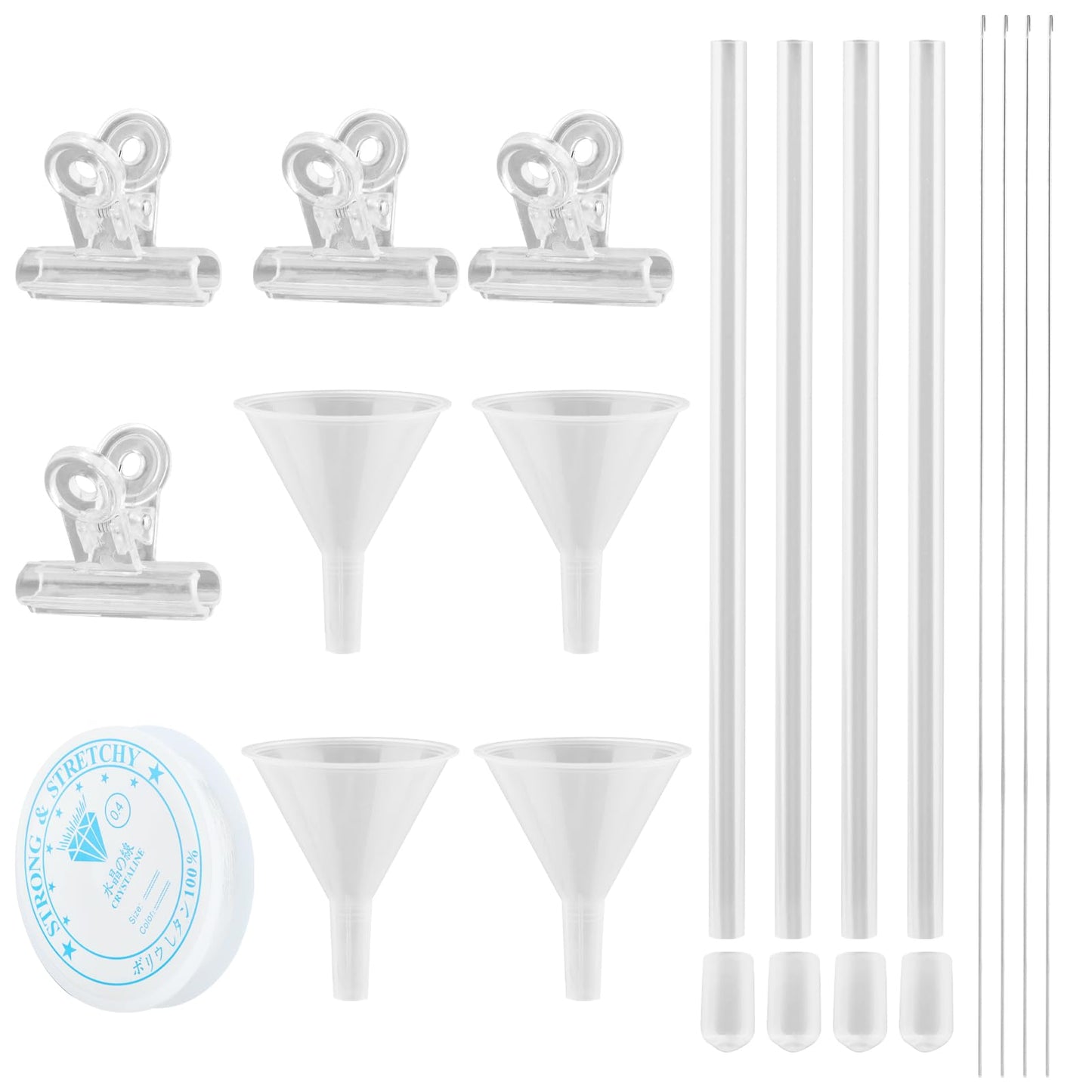 LVOERTUIG Beading Funnel, Clay Beads Bracelet Making Kit, 4 Pcs Beading Funnel Bead Bracelet Kit for Jewelry Making Clay Beads Bracelets Making with Beading Funnel, Beading Needles, Clip