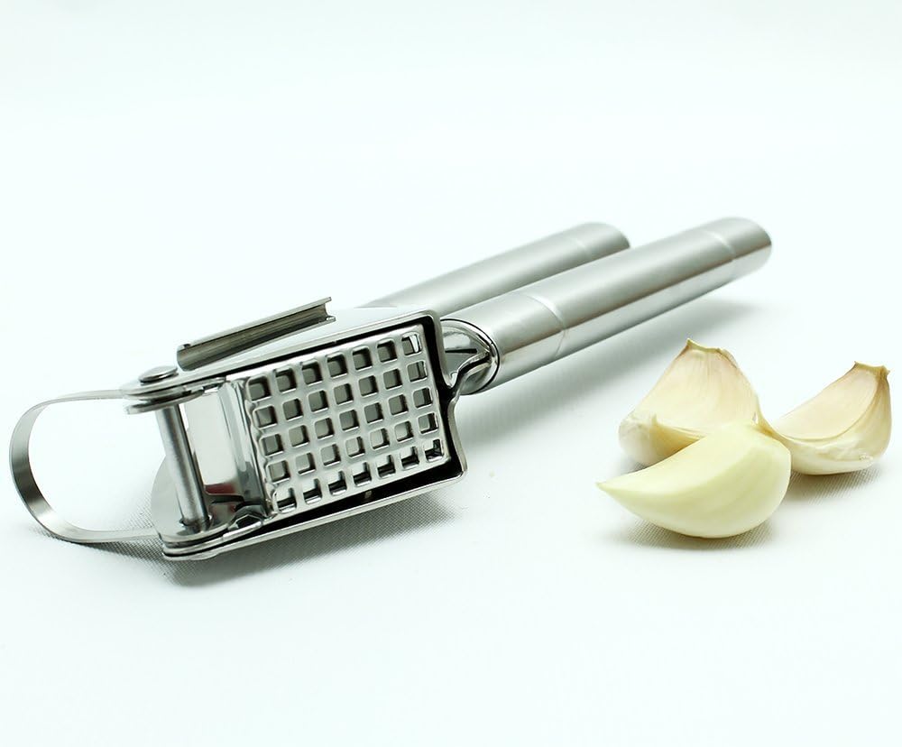 Premium Garlic Press with Hanging Hook & Cleaning Brush, Commercial Grade Stainless Steel (GP0001)