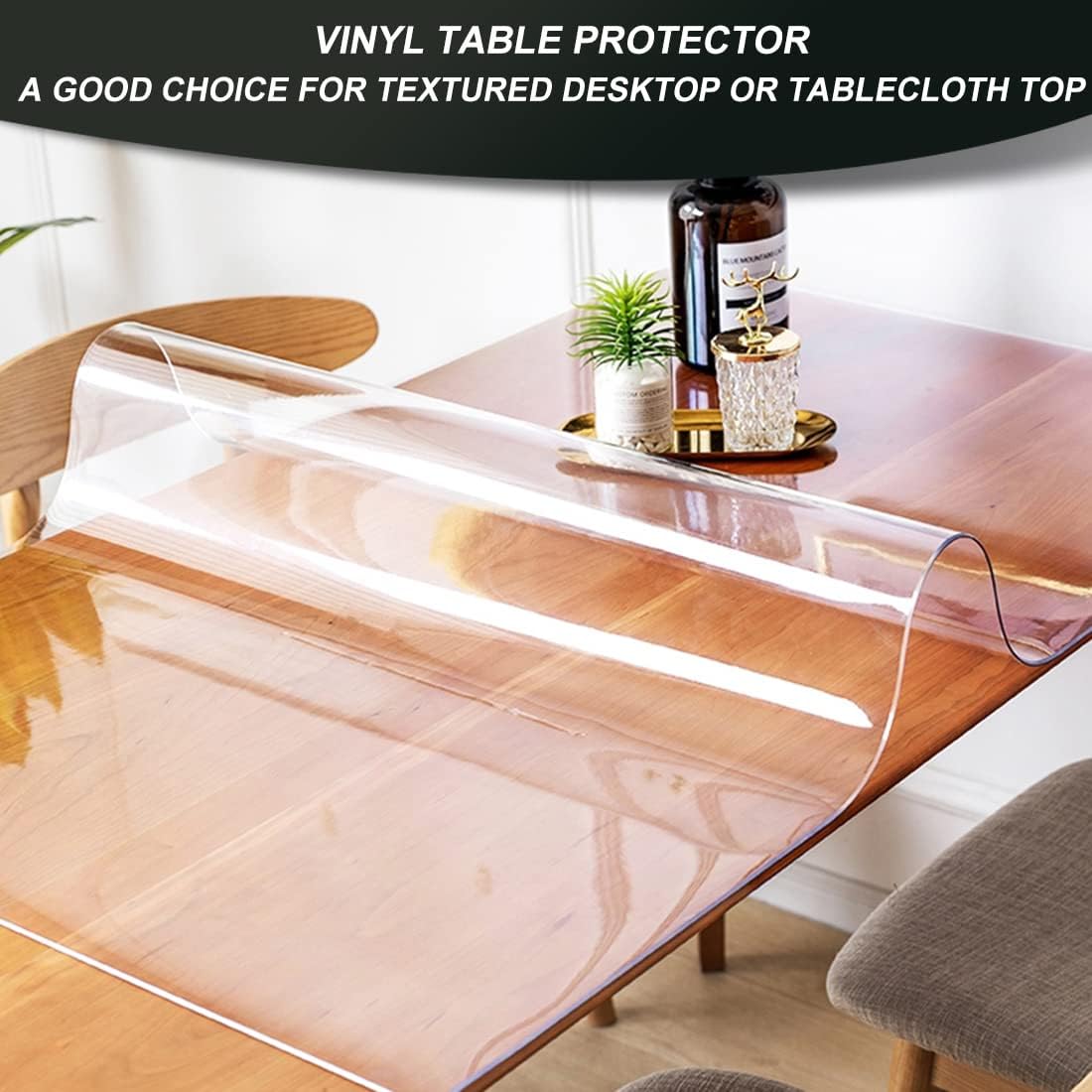 14x24 inch Clear Table Protector, Plastic PVC Desk Cover for Wood Furniture and Glass Dining Tabletop, Waterproof