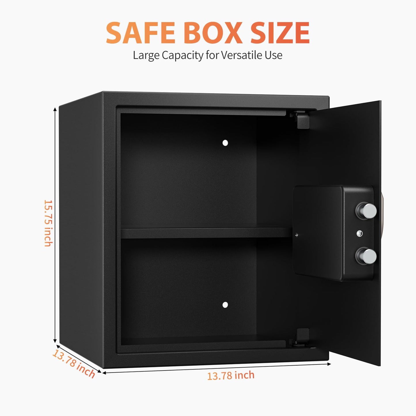 KABISAFE Safe Box, 2.0 Cubic Ft Safe Anti-Theft with Digital Keypad Security Key Lock Sensor Light for Home Hotel Office Document Jewelry Money Storage Safety Box