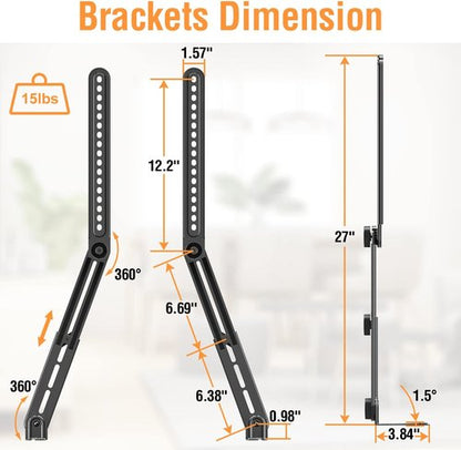 ELIVED Soundbar Mount - Adjustable TV Bracket for 23-90" TVs | Fits Most Sound Bars Up to 15 lbs