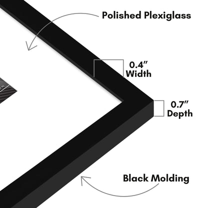 Americanflat 14x14 Picture Frame with Polished Plexiglass - Use as 4x6 Frame with Mat or Display 14x14 Photo Without Mat - Streamline Collection - Thin Border Square Frames for Wall Display - Black
