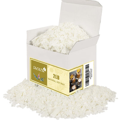 SACATR 2LB Soy Wax for Candle Making, 100% Soy Wax - Natural Candle Wax- No additives and Pure, Premium Quality Candle Wax for Candle Making