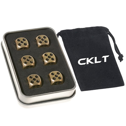 6 Sided Metal Brass Dice with Black Pips, Tables Board Game Dice, 6pcs Solid Gift Brass Dice, Tabletop Games Set for Poker Party Playing Games